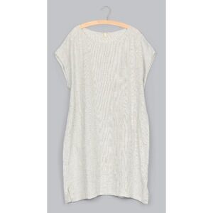 Eileen Fisher Organic Linen Slub Check Grid print Dress Checkered Tunic Dress XL